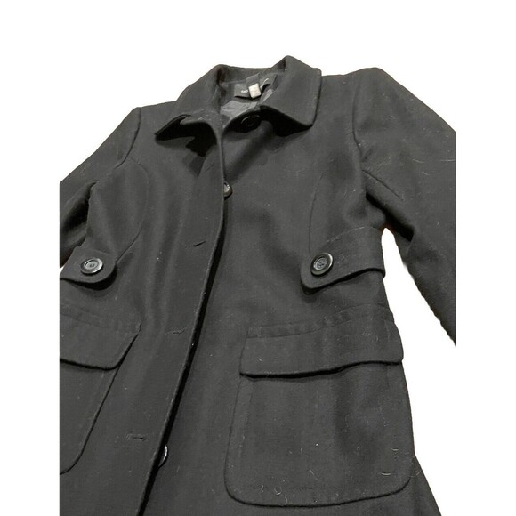 Women’s Black Wool Long Single Breast Pea Coat Moda International Black Sz. 14 - Picture 3 of 7